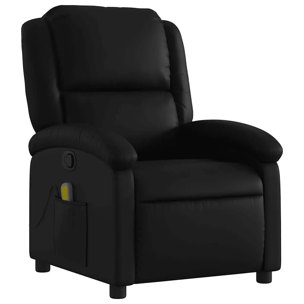 Massage Recliner Chair Manual Reclining Black Faux Leather 135 Degree Adjustable Backrest