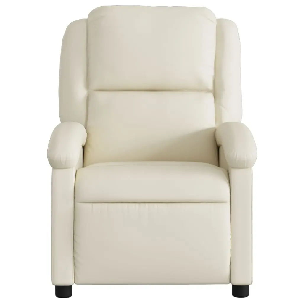 Electric Massage Recliner Chair Cream Faux Leather Adjustable Footrest 135 Degrees