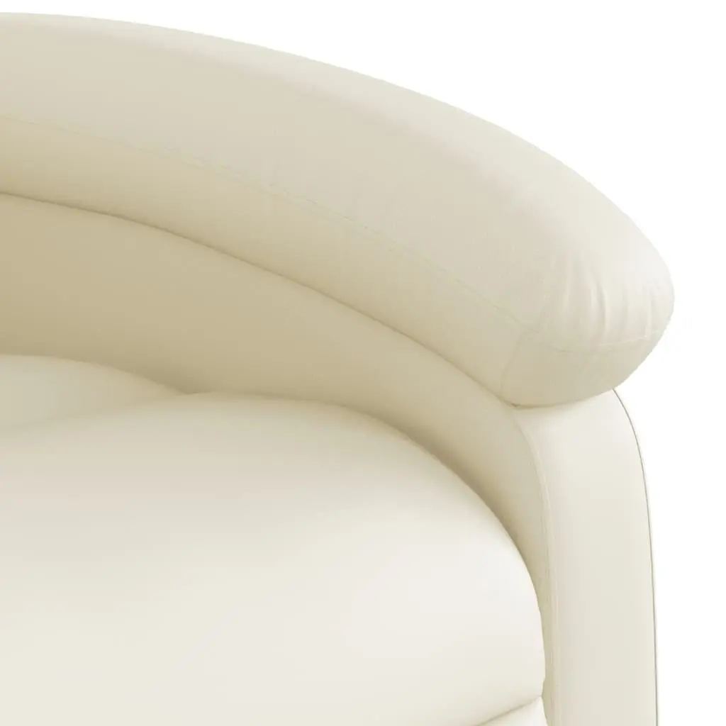 Electric Massage Recliner Chair Cream Faux Leather Adjustable Footrest 135 Degrees