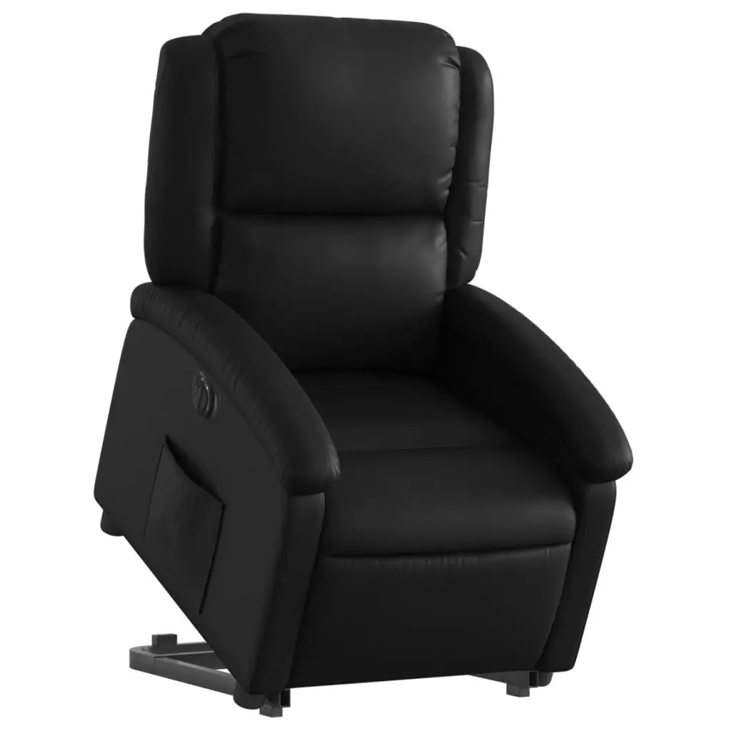 Electric Recliner Chair Power Lift Function Black Faux Leather