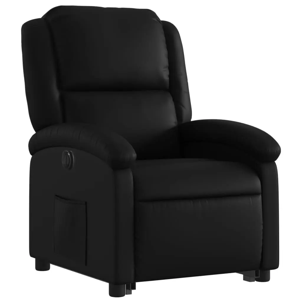 Electric Recliner Chair Power Lift Function Black Faux Leather