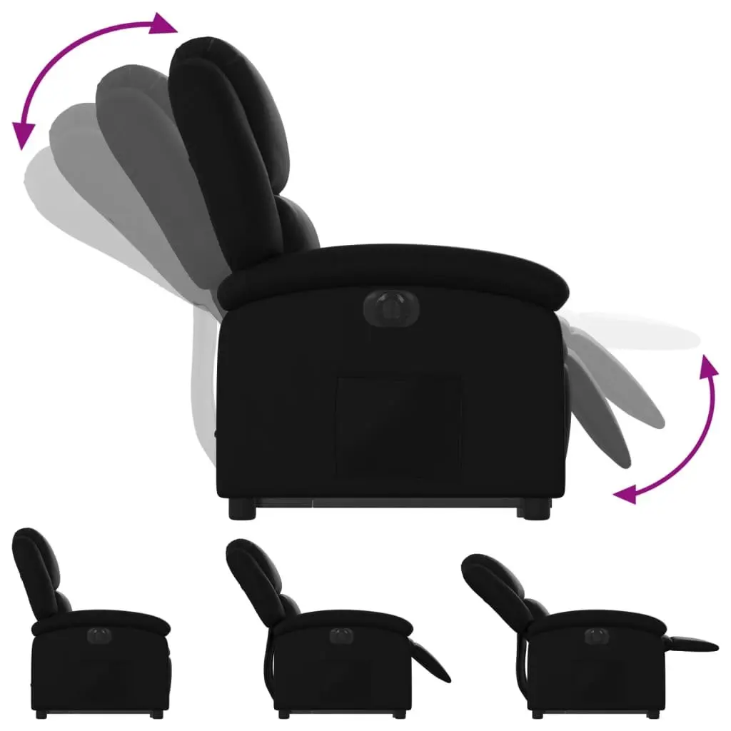 Electric Recliner Chair Power Lift Function Black Faux Leather