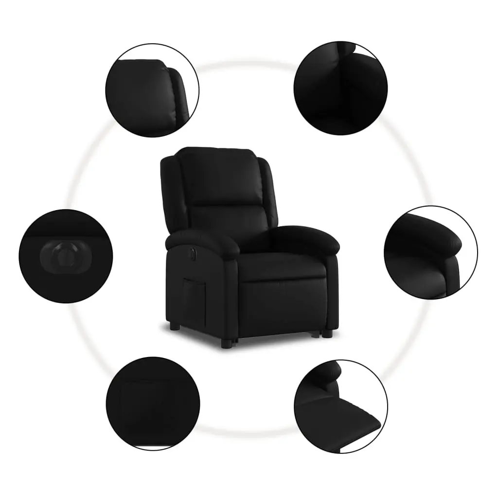 Electric Recliner Chair Power Lift Function Black Faux Leather