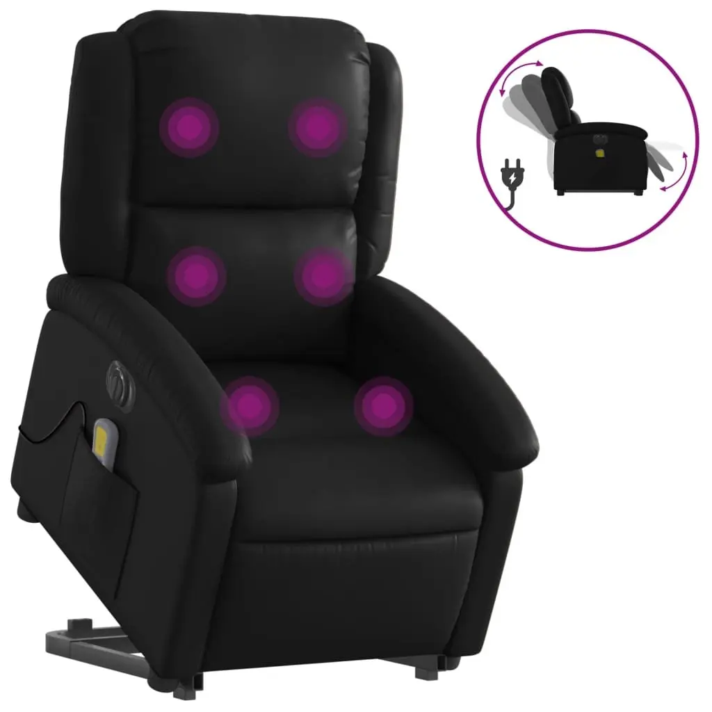 Electric Massage Recliner Chair Power Lift Function Black Faux Leather