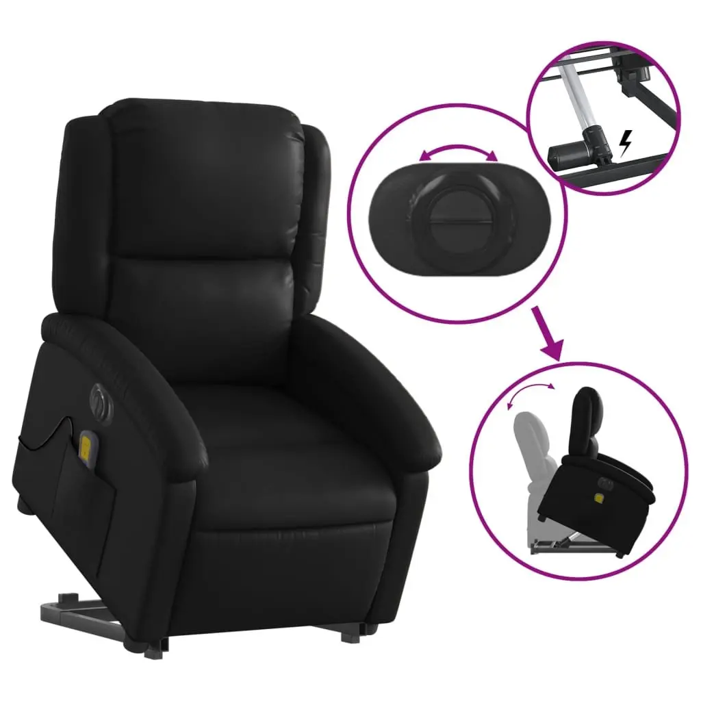 Electric Massage Recliner Chair Power Lift Function Black Faux Leather