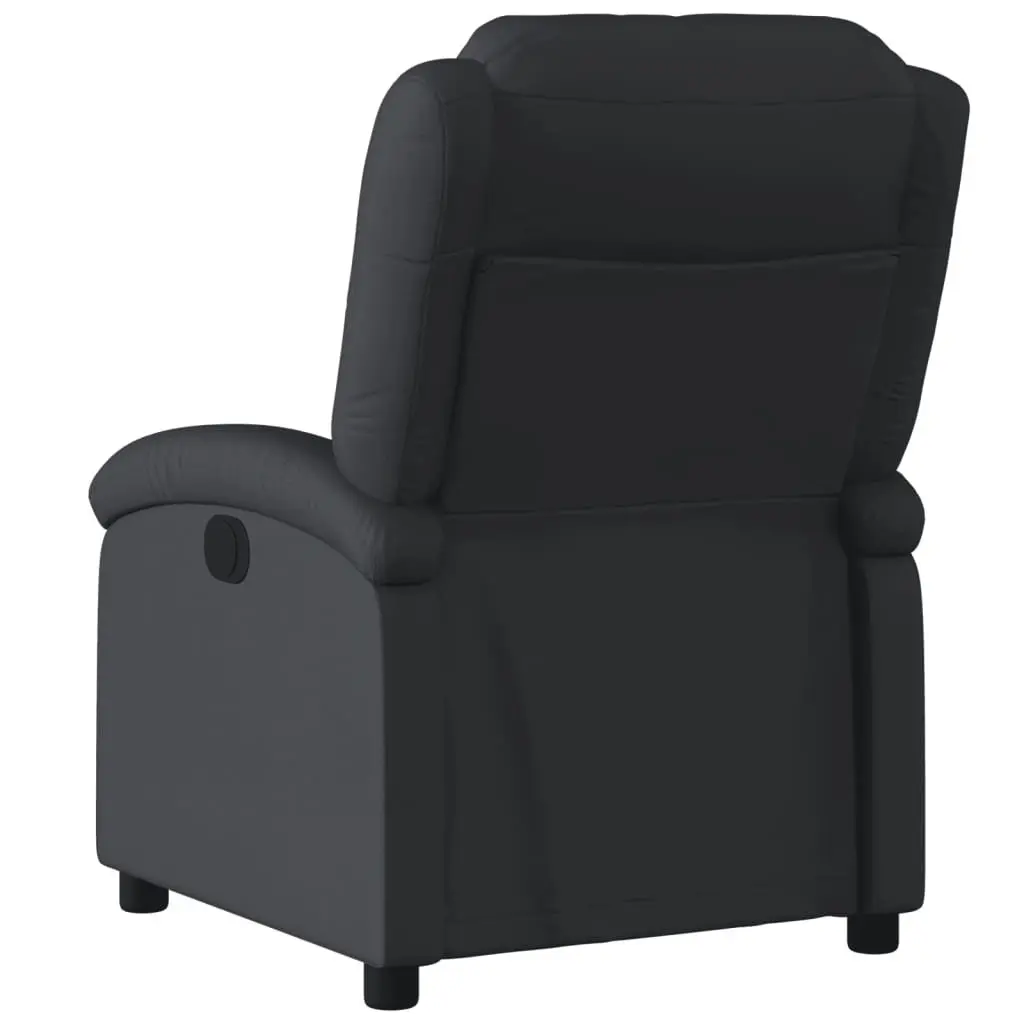 Recliner Chair Black Real Leather Manual Reclining Armchair Lounge Seat