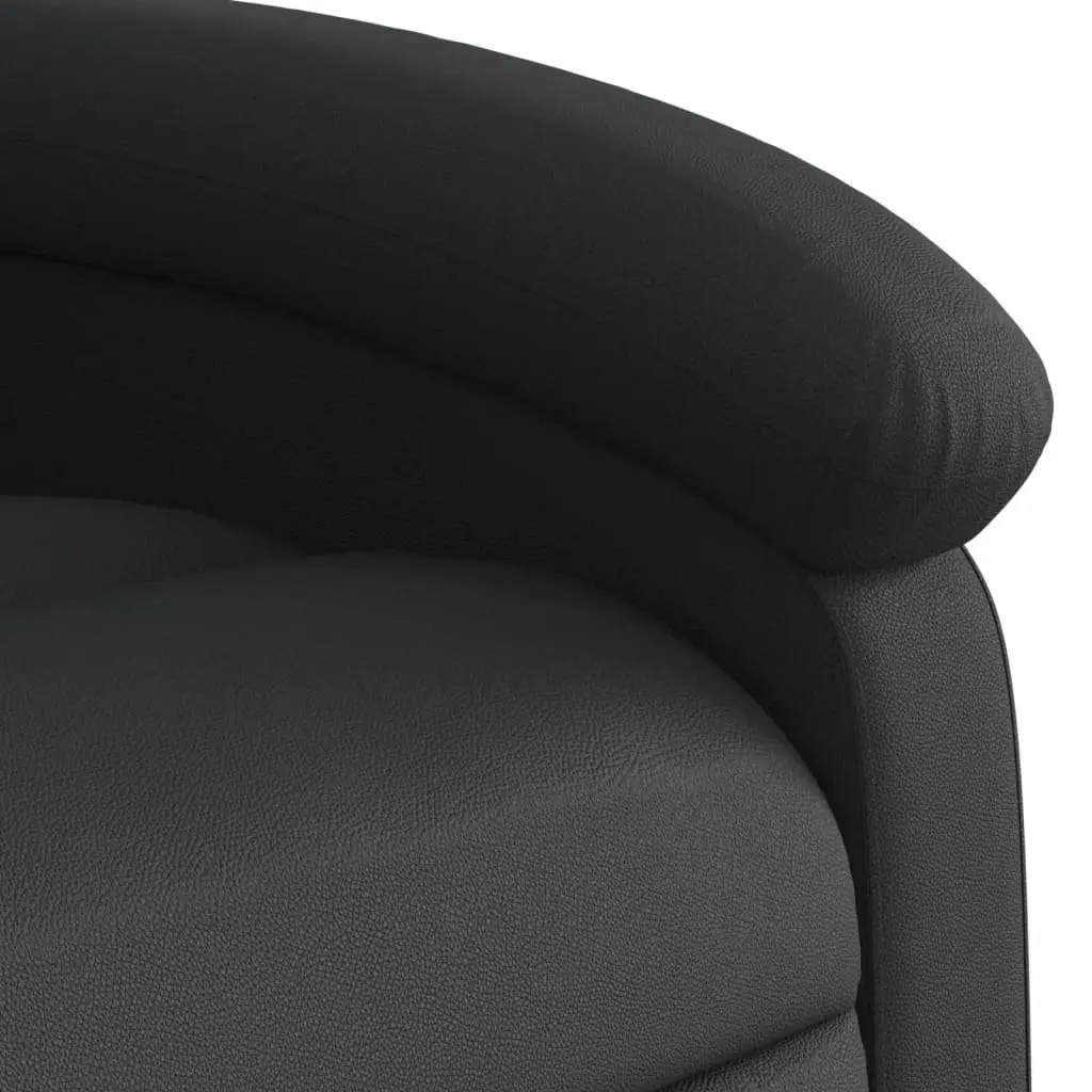 Recliner Chair Black Real Leather Manual Reclining Armchair Lounge Seat