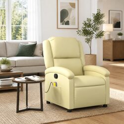Your New Favorite Spot: Cream Leather Massage Recliner
