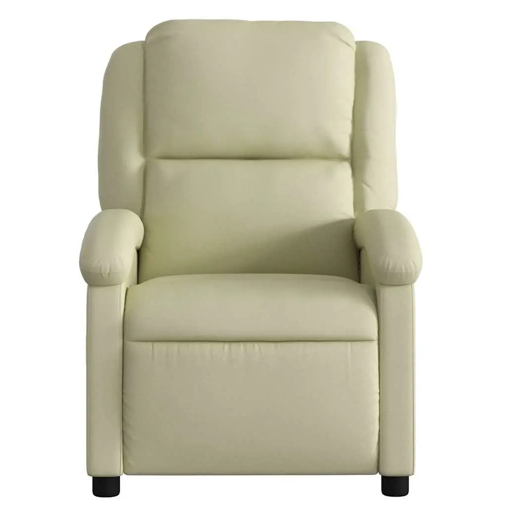 Massage Recliner Chair Cream Leather Manual Recline Vibration 6 Points