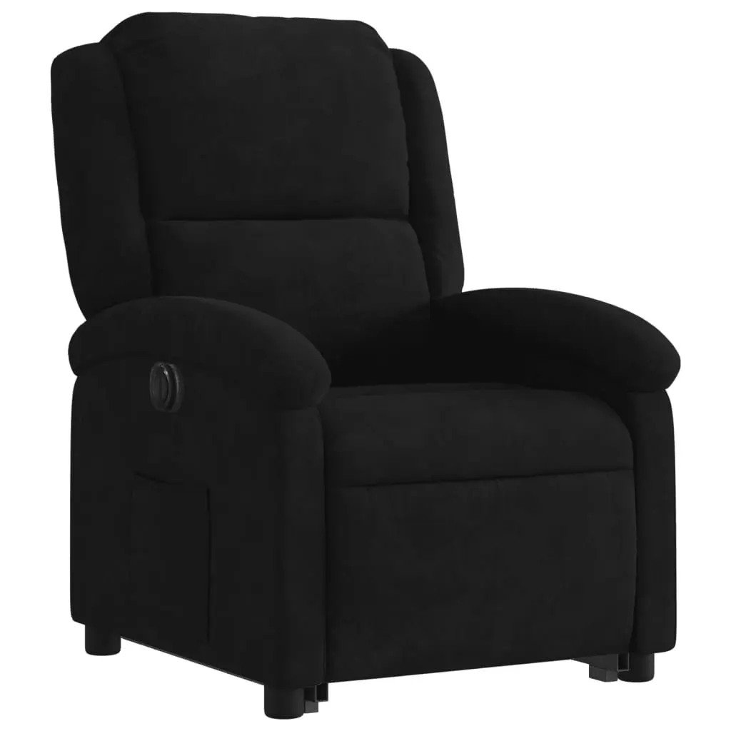 Electric Stand Up Recliner Chair Black Velvet Power Lift Armchair Elderly