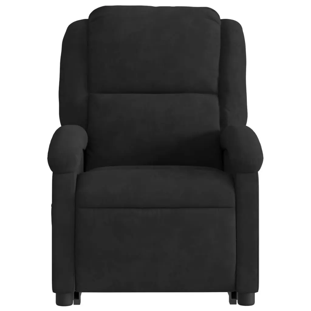 Electric Stand Up Recliner Chair Black Velvet Power Lift Armchair Elderly