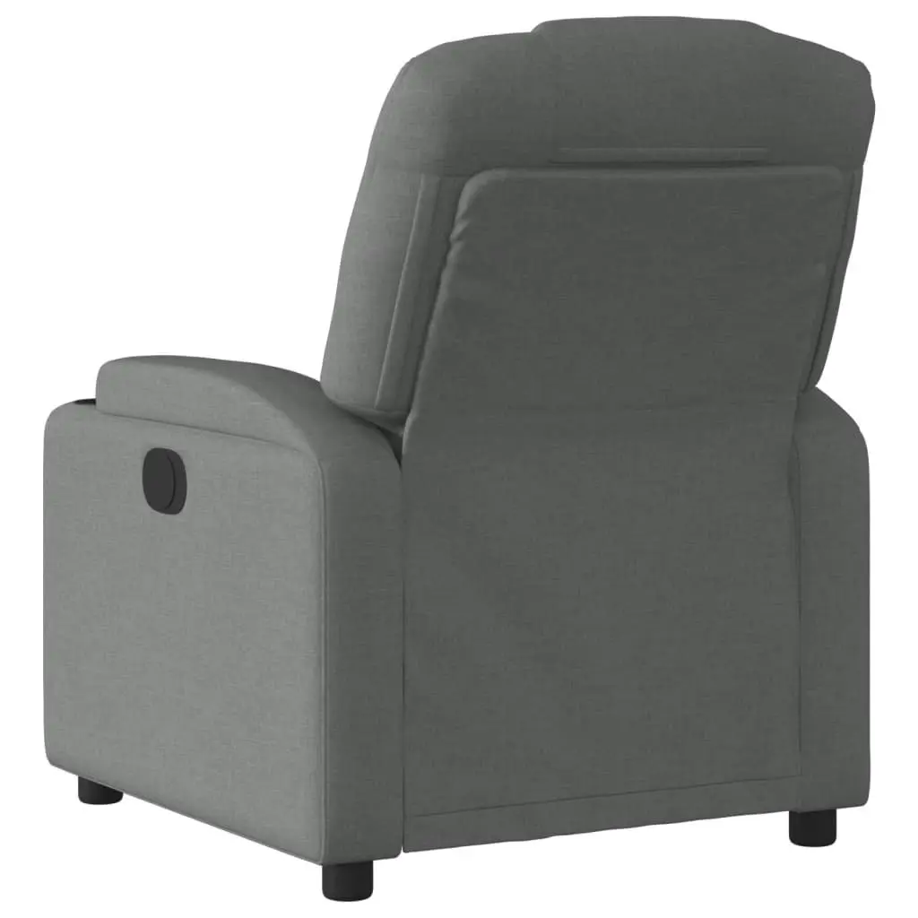 Recliner Chair Grey Fabric Manual Recline Adjustable Backrest Cup Holders Side Pocket