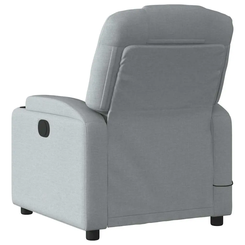 Massage Recliner Chair Manual Recline Light Grey Fabric Vibration Armchair