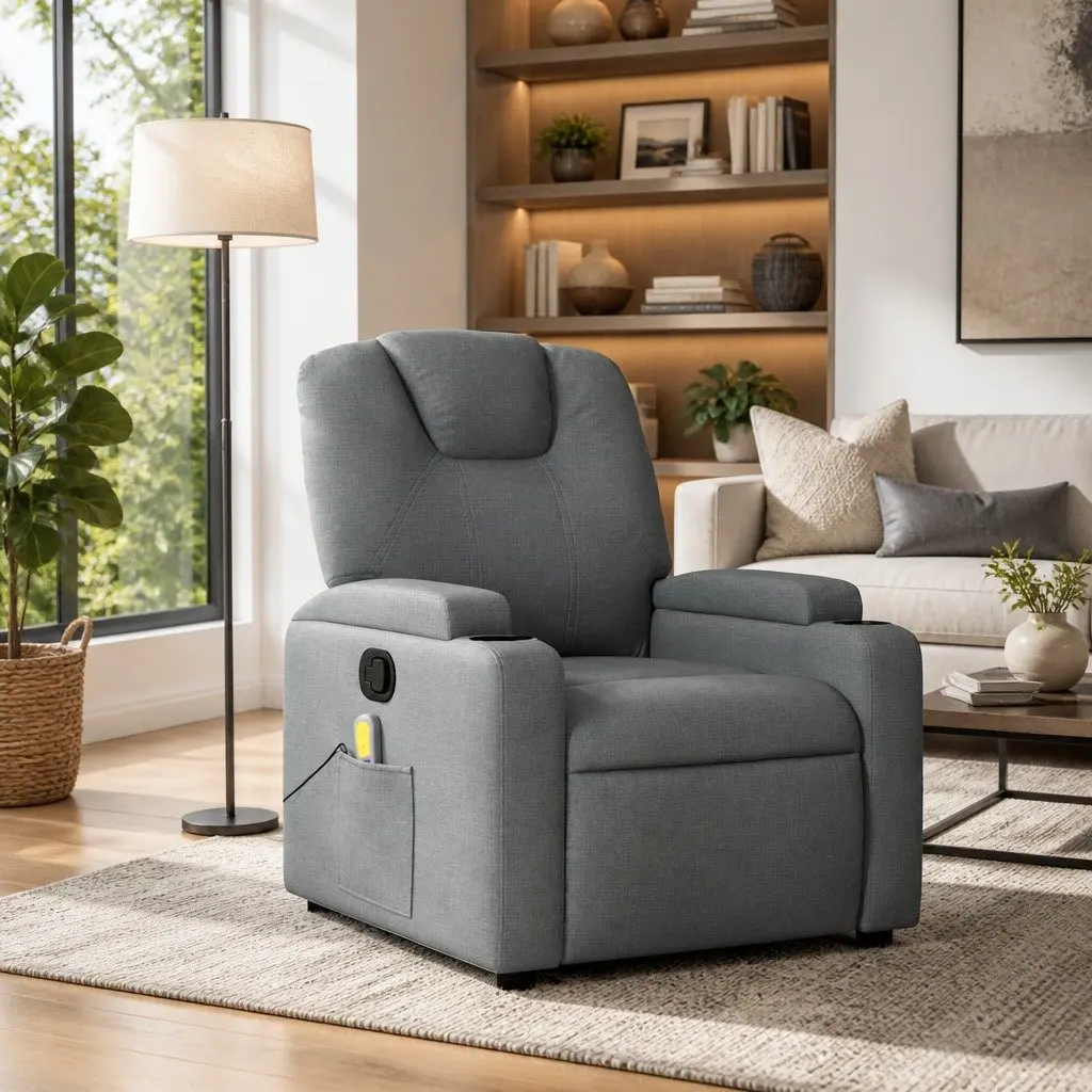 Grey Recliner Chair with Massage