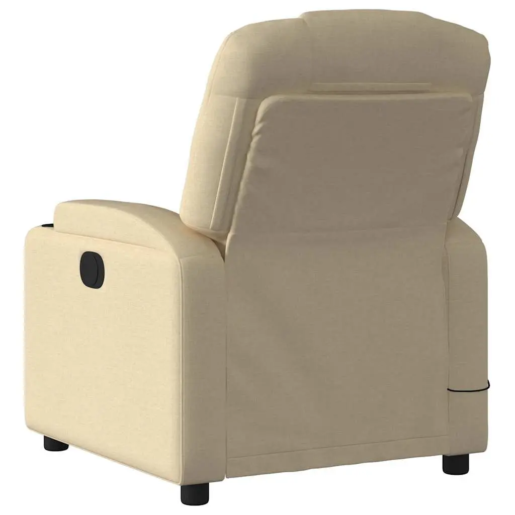 Massage Recliner Chair Manual Adjustable Cream Fabric 6 Vibration Points