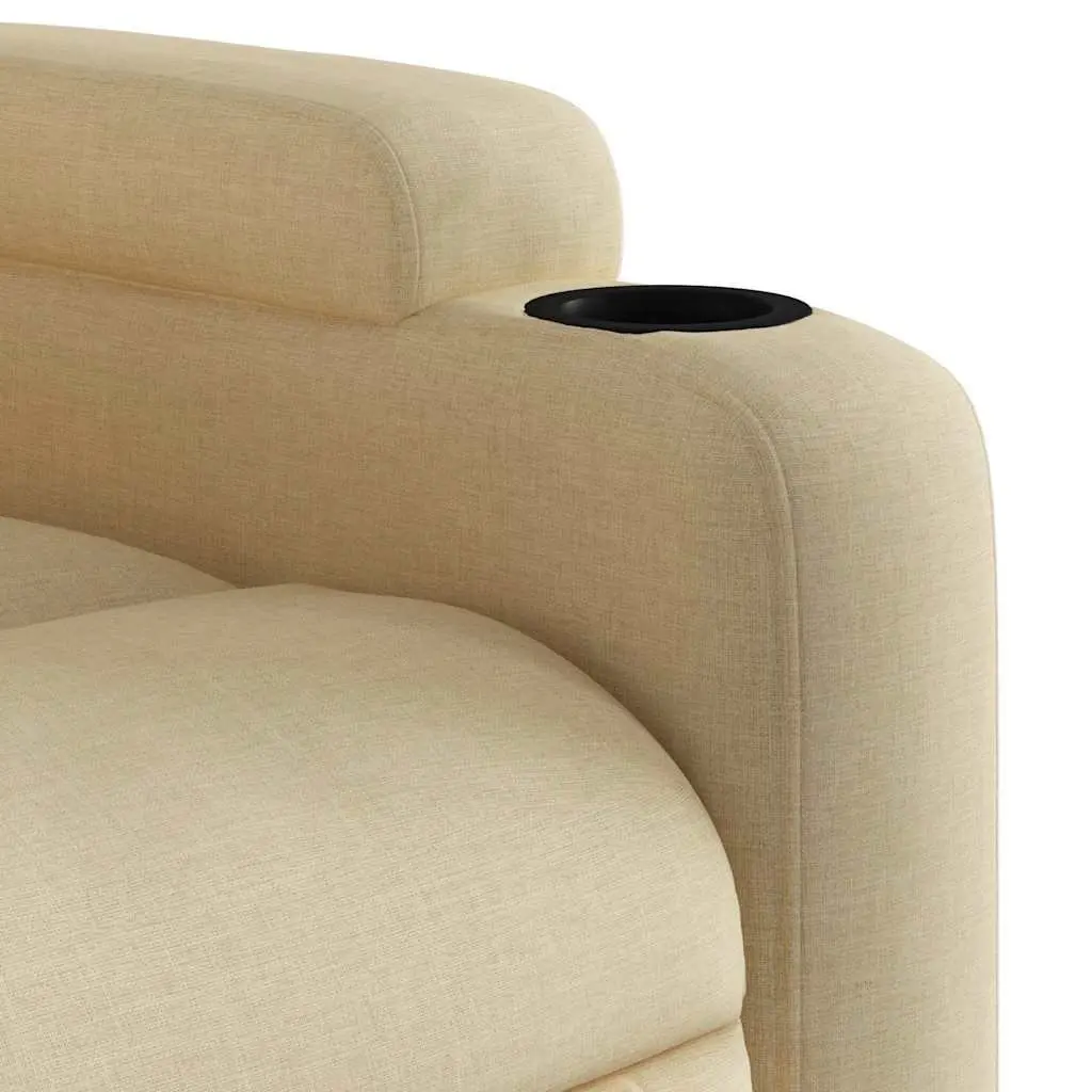 Massage Recliner Chair Manual Adjustable Cream Fabric 6 Vibration Points