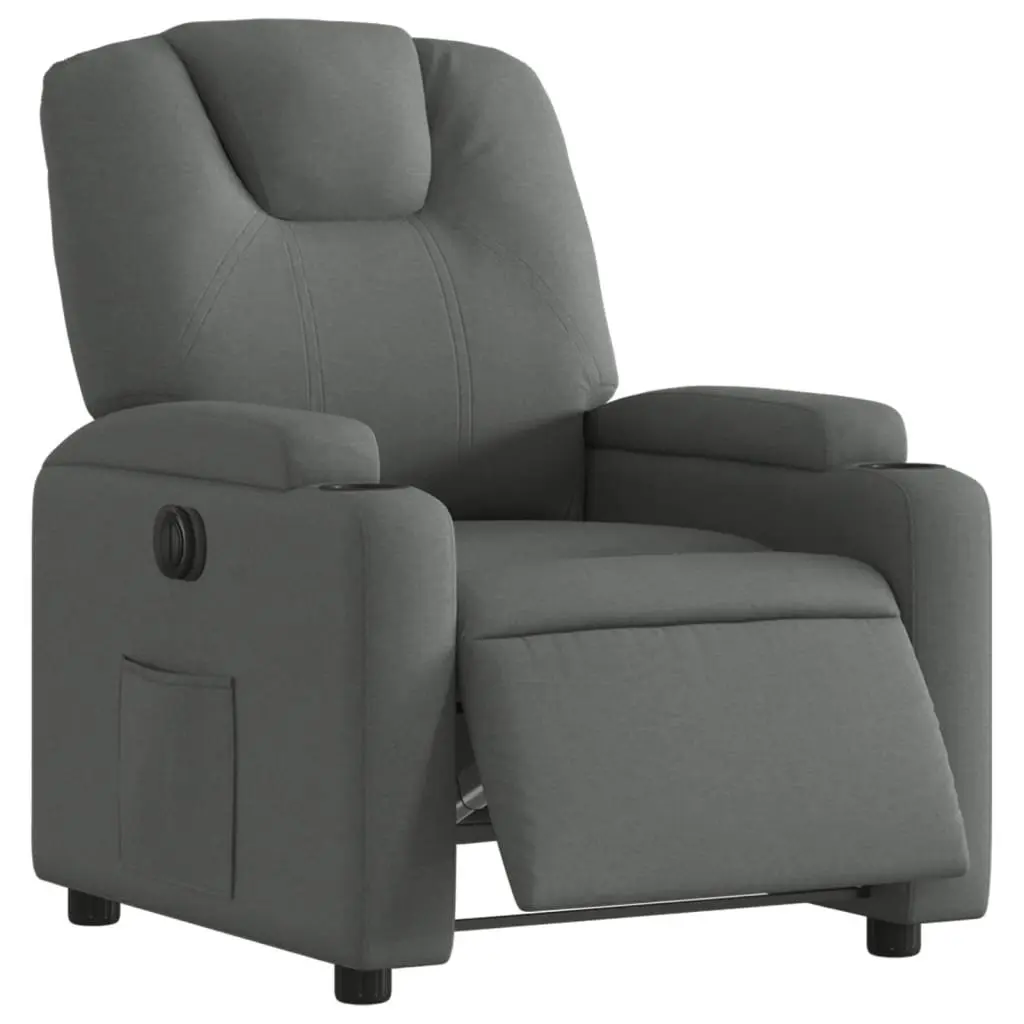 Electric Recliner Chair Automatic Reclining Grey Fabric 135 Degrees