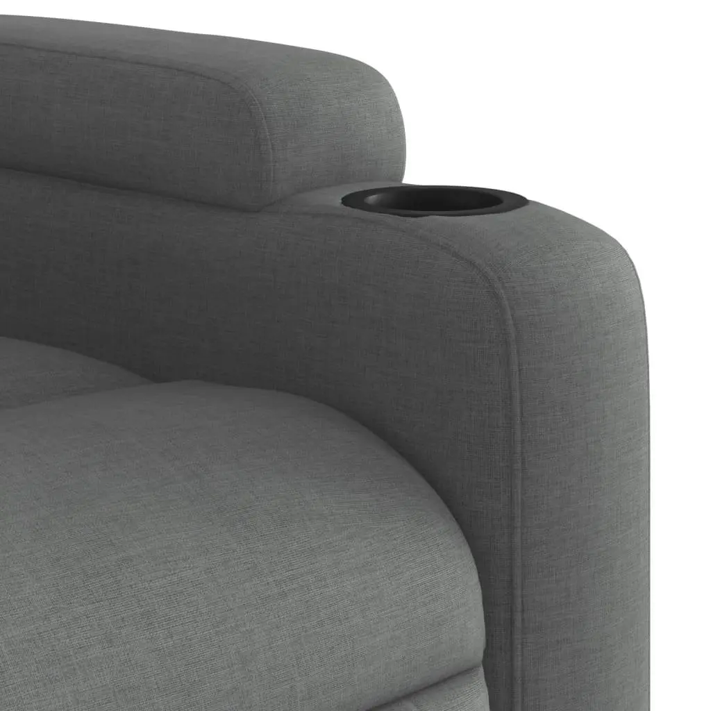 Stand Up Recliner Chair Dark Grey Fabric Electric Power Lift Manual Recline