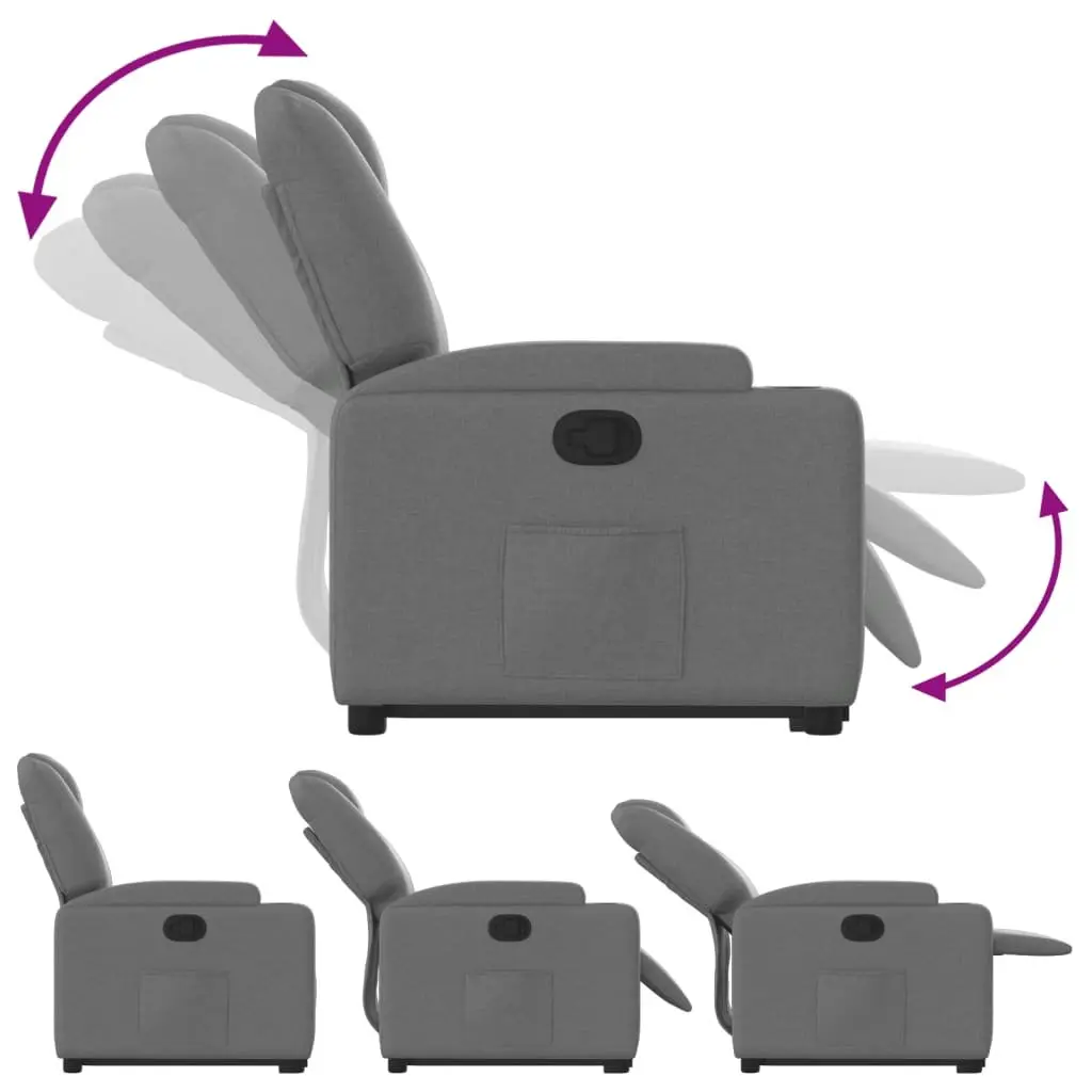 Stand Up Recliner Chair Dark Grey Fabric Electric Power Lift Manual Recline