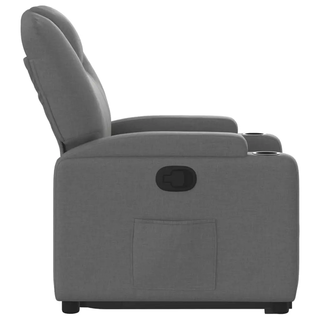 Stand Up Recliner Chair Dark Grey Fabric Electric Power Lift Manual Recline