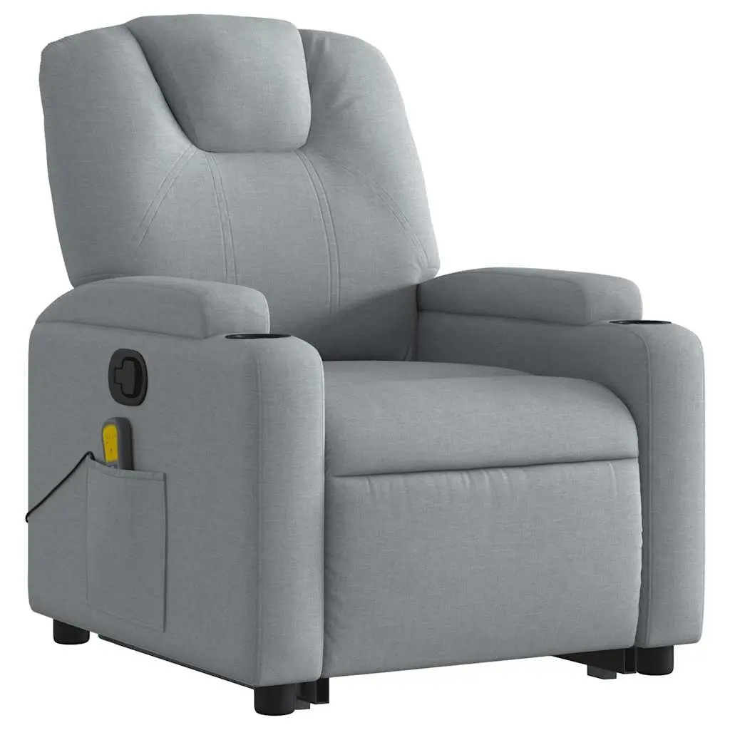 Stand Up Massage Recliner Chair Grey Fabric Power Lift Electric Armchair