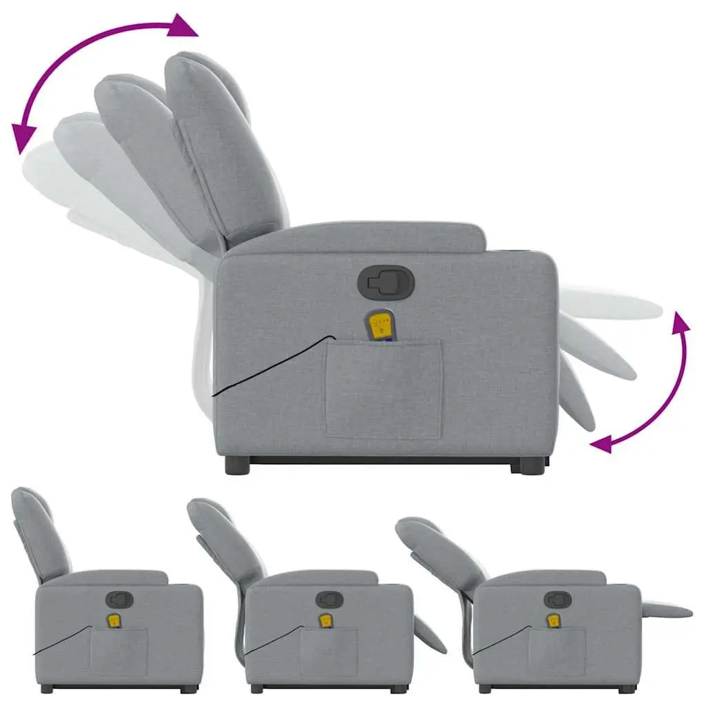 Stand Up Massage Recliner Chair Grey Fabric Power Lift Electric Armchair