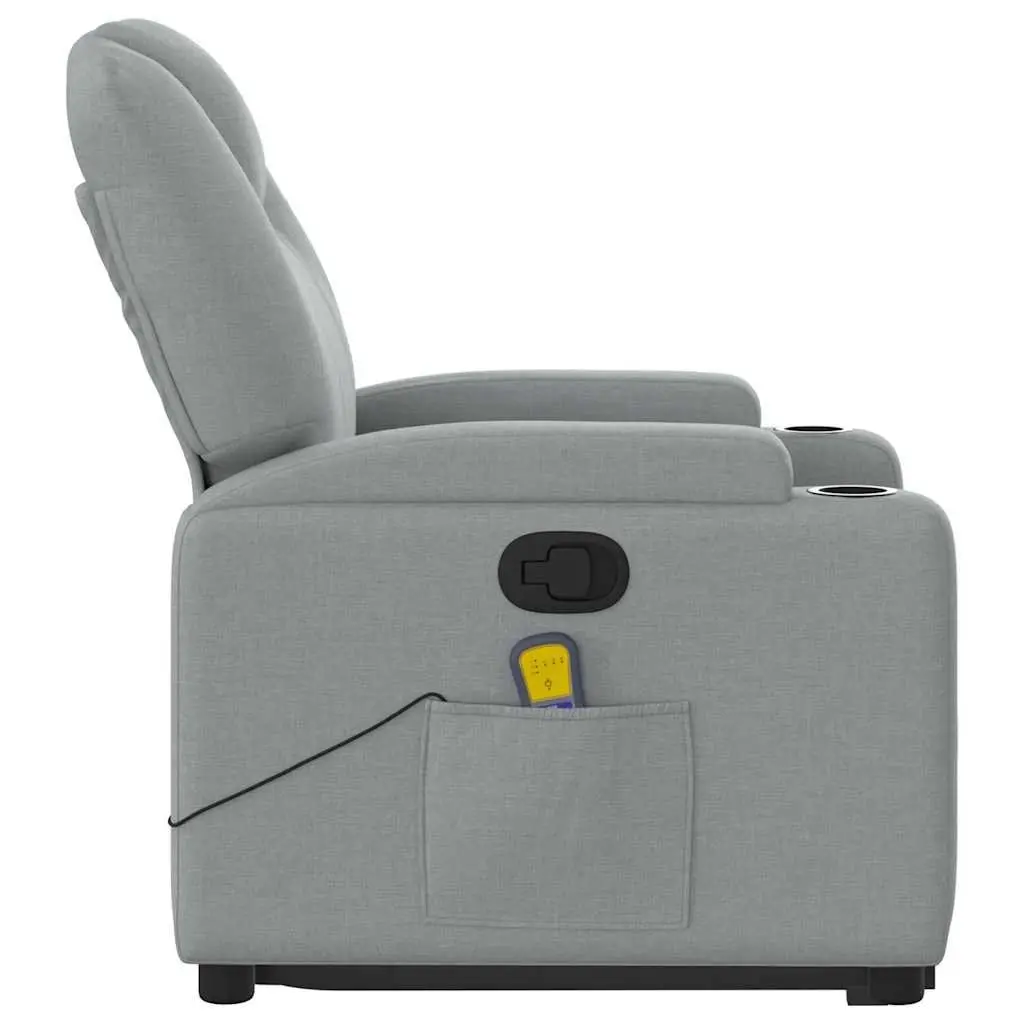 Stand Up Massage Recliner Chair Grey Fabric Power Lift Electric Armchair