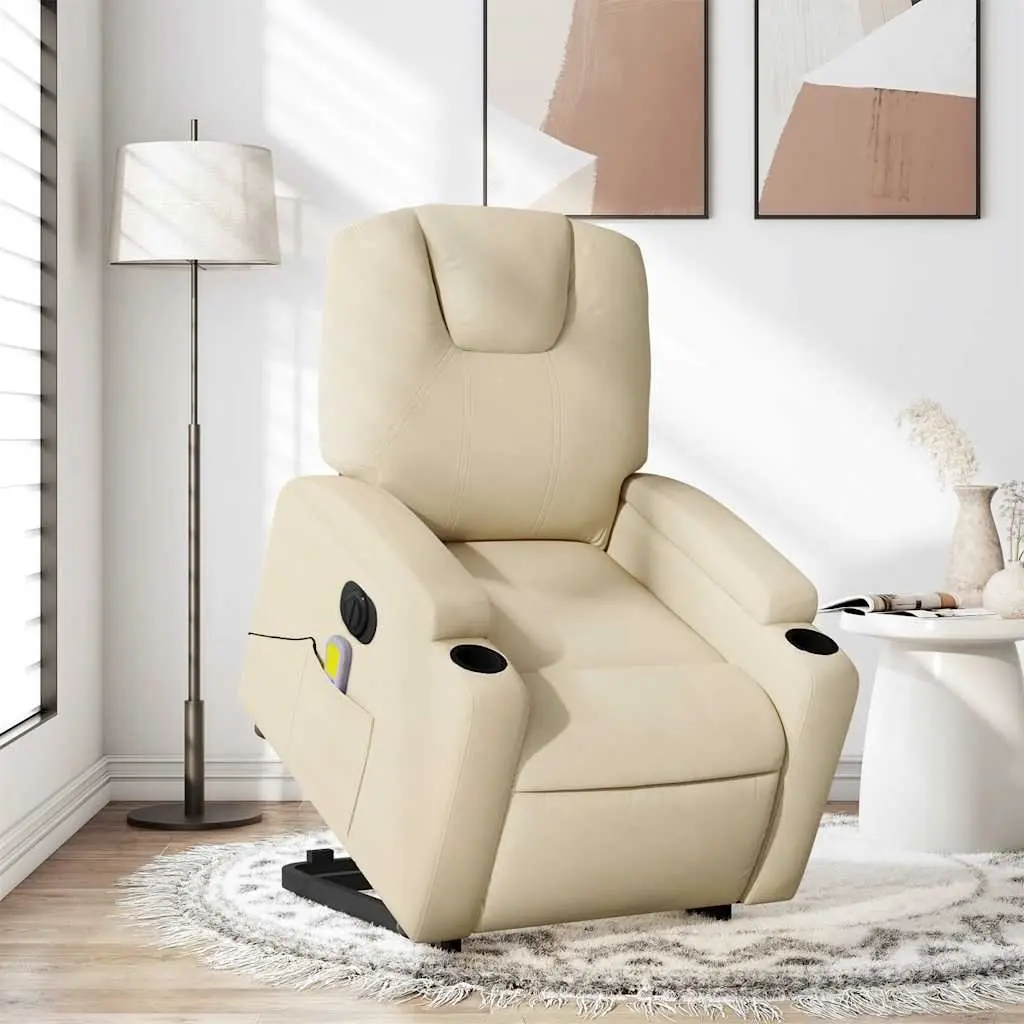 Electric Recliner Chair Massage Function Power Lift Cream Color