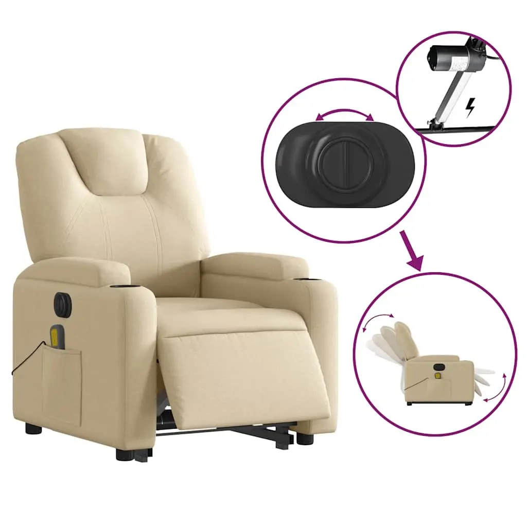 Electric Recliner Chair Massage Function Power Lift Cream Color