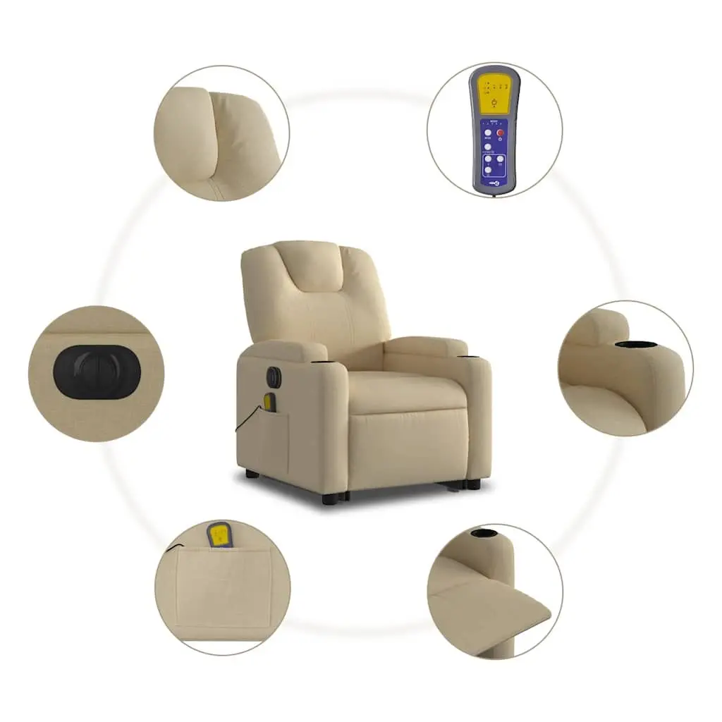 Electric Recliner Chair Massage Function Power Lift Cream Color