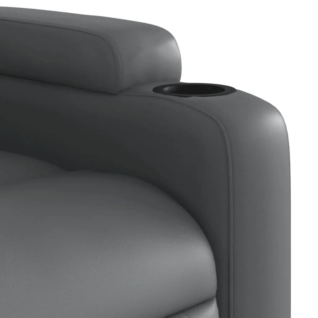 Electric Massage Recliner Chair Grey Faux Leather 135 Degrees