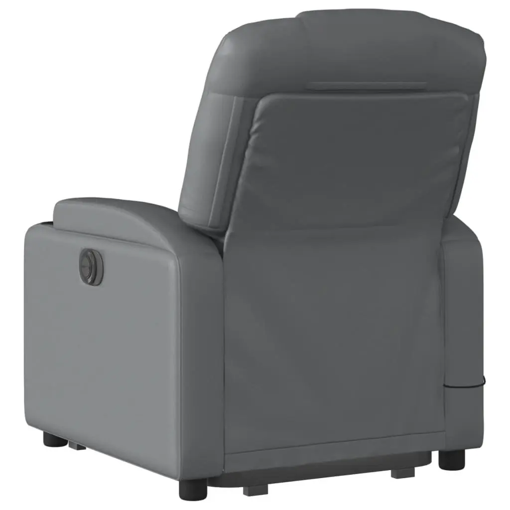 Stand Up Massage Recliner Chair Grey Faux Leather Power Lift Elderly Armchair