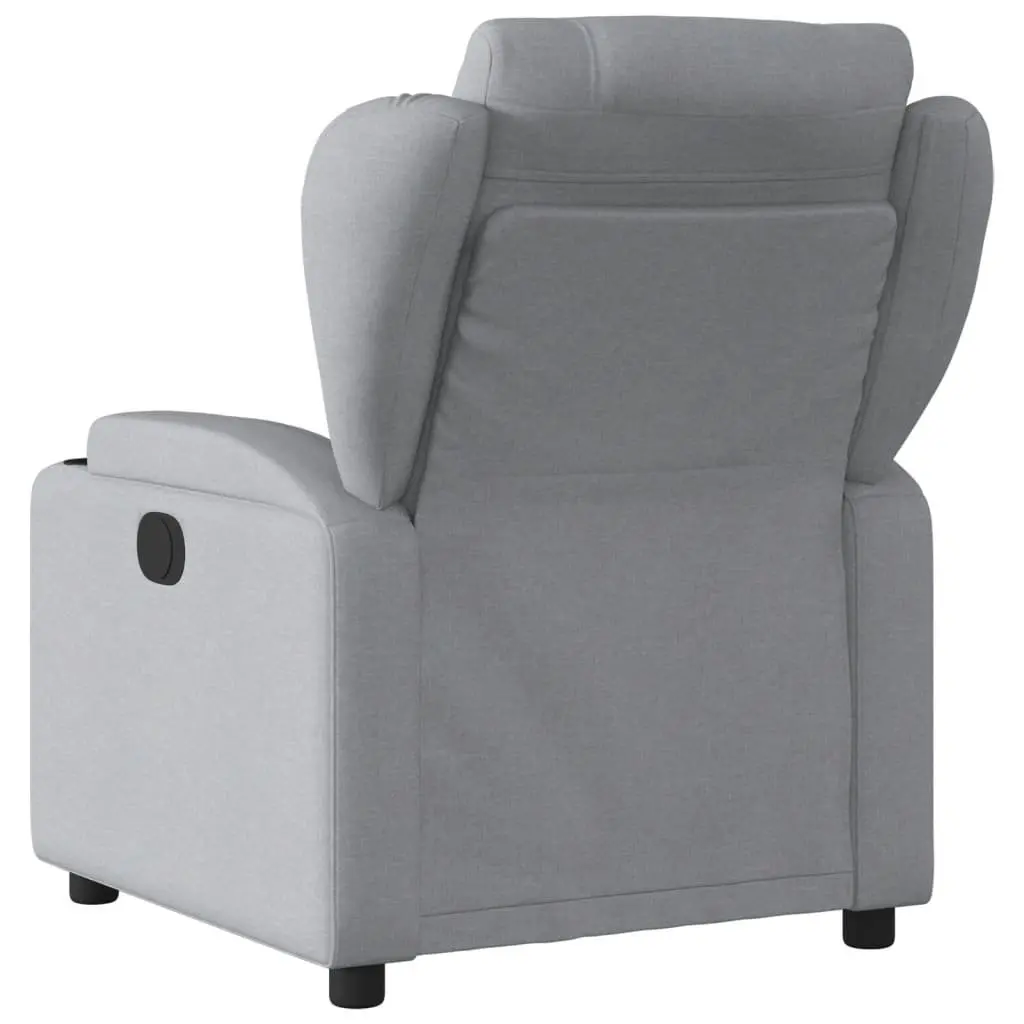 Recliner Chair Manual Reclining Armchair Light Grey Thickly Padded Seat Cup Holders Side Pocket