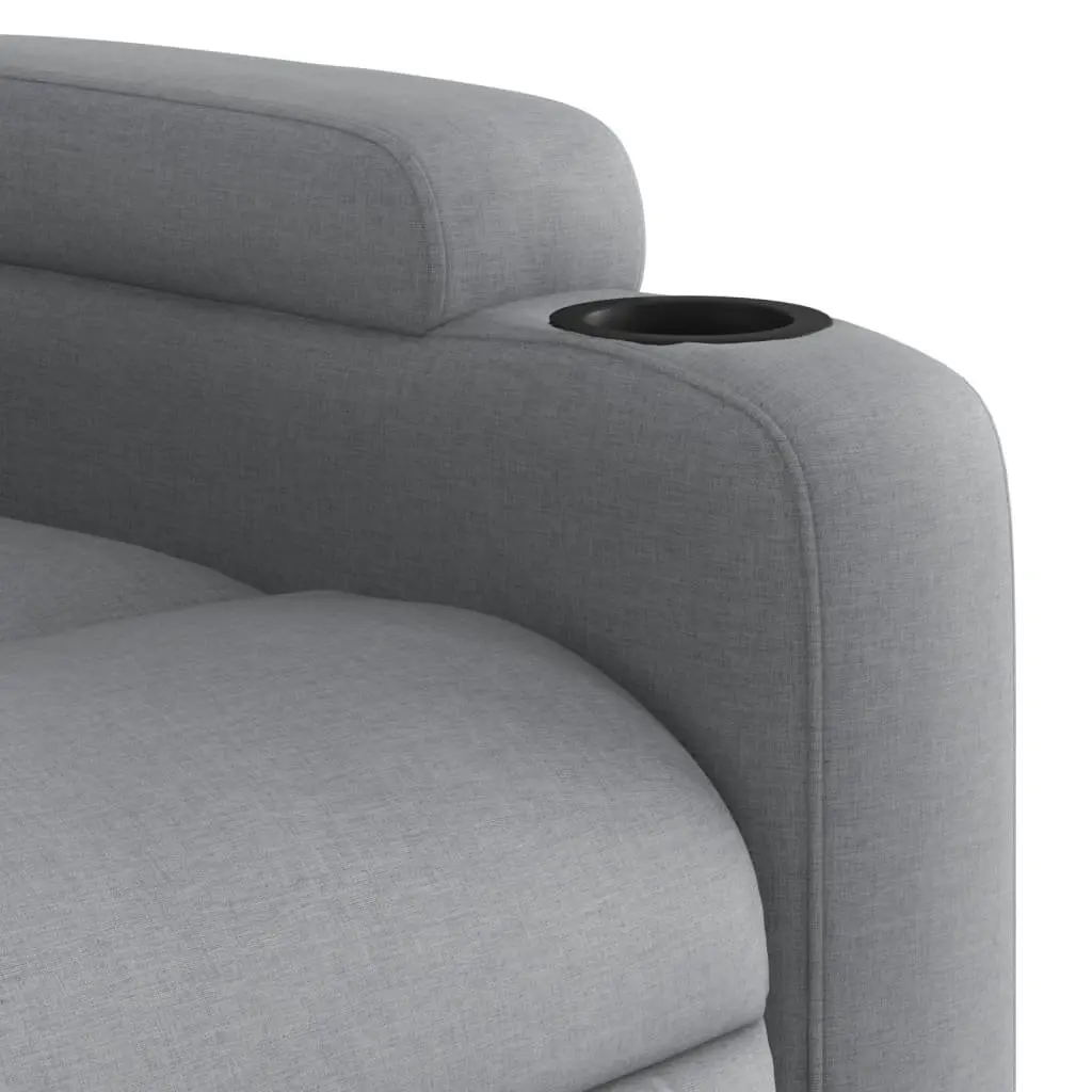 Recliner Chair Manual Reclining Armchair Light Grey Thickly Padded Seat Cup Holders Side Pocket