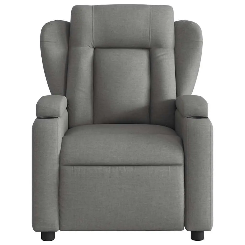 Massage Recliner Chair Grey Fabric Manual Reclining Armchair with Vibration 6