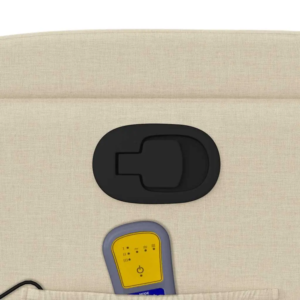 Massage Recliner Chair Cream Fabric Manual Recline Vibration 6 Points Armchair
