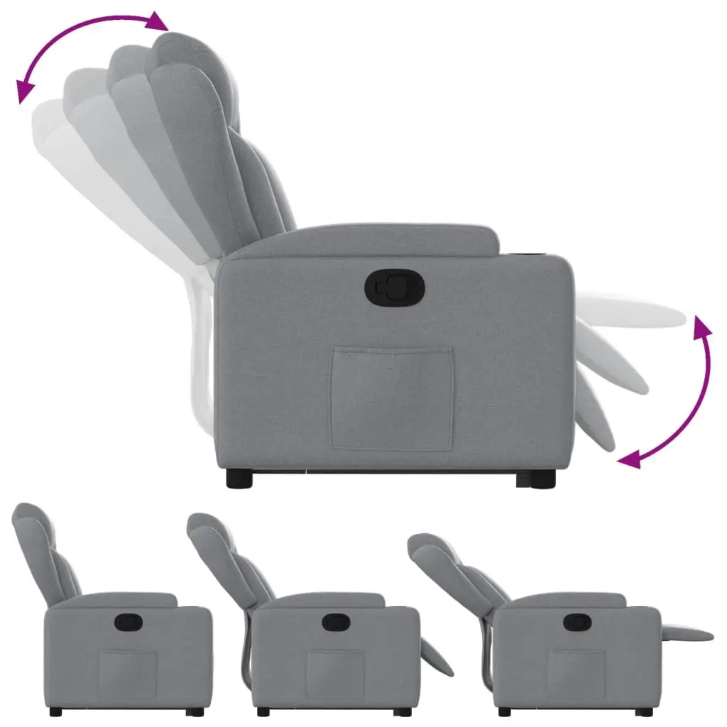 Stand Up Recliner Chair Electric Power Lift Grey Fabric 135 Degrees