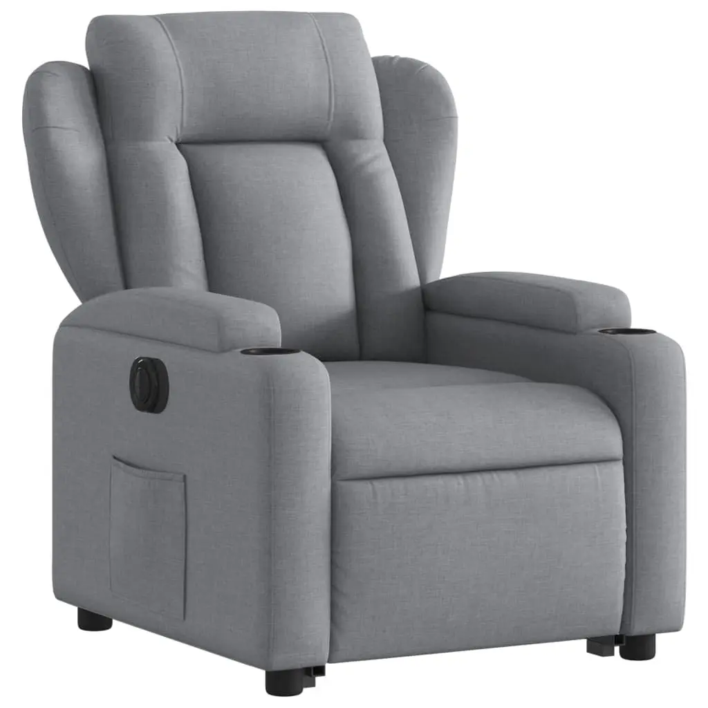 Electric Recliner Chair Grey Fabric Power Lift Armchair for Elderly Support