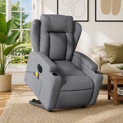 Electric Stand Up Massage Recliner Chair Power Lift Vibration Grey Fabric
