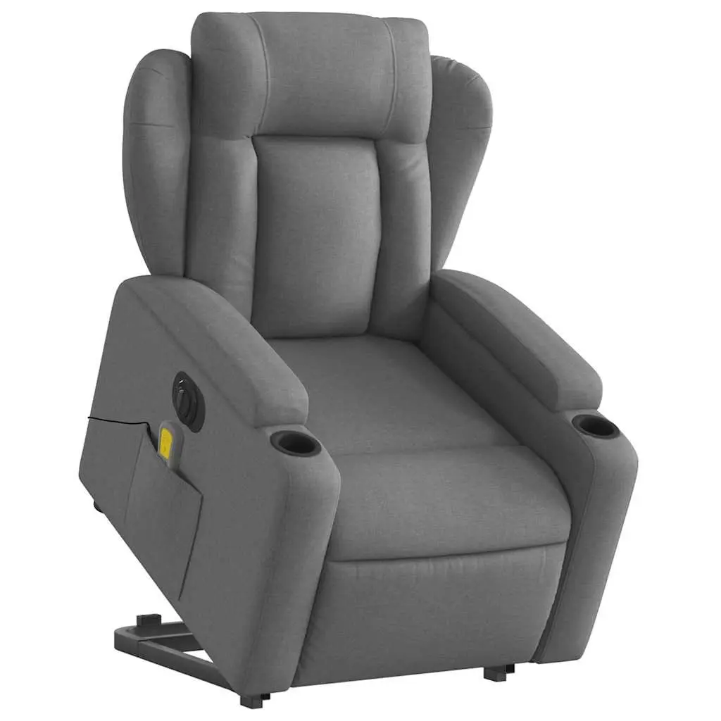 Electric Massage Recliner Chair Power Lift Grey Fabric