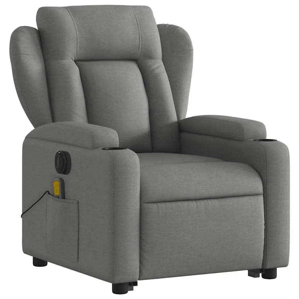 Electric Massage Recliner Chair Power Lift Grey Fabric