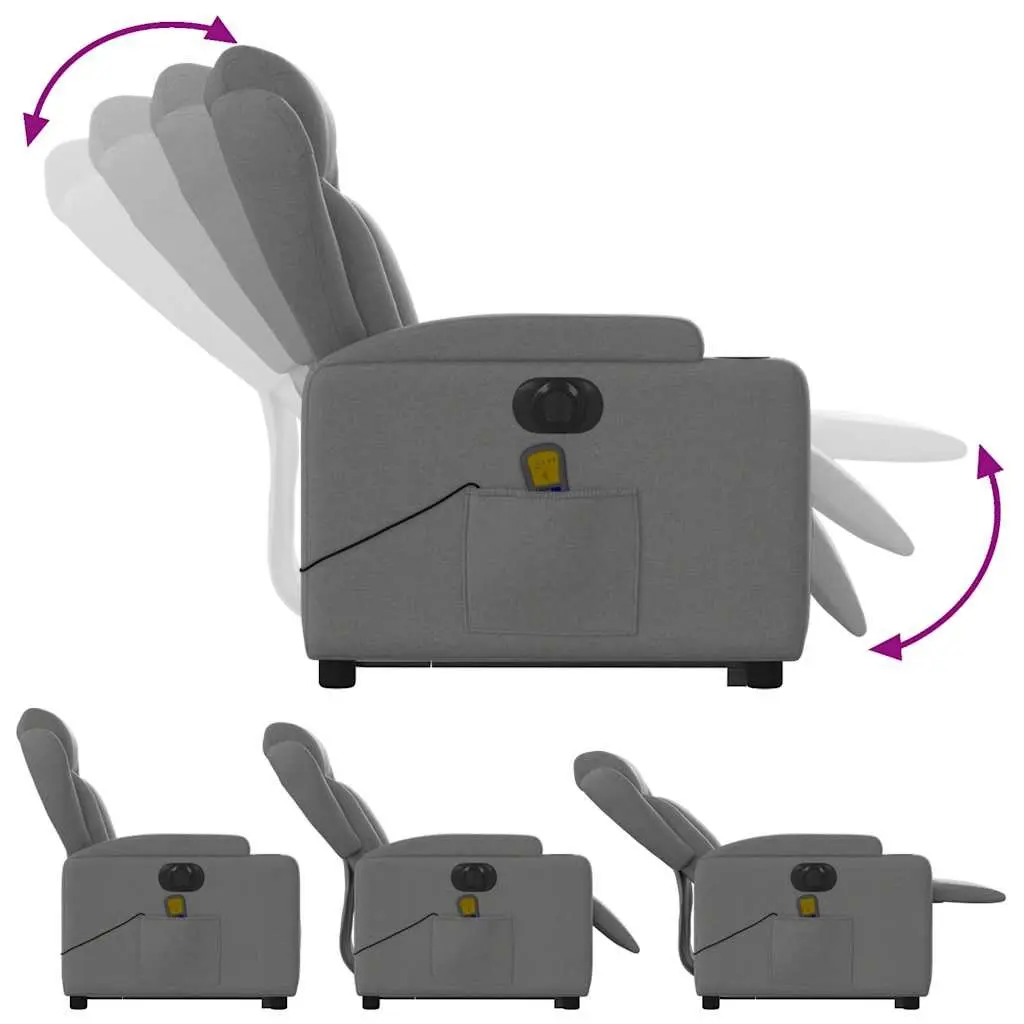 Electric Massage Recliner Chair Power Lift Grey Fabric