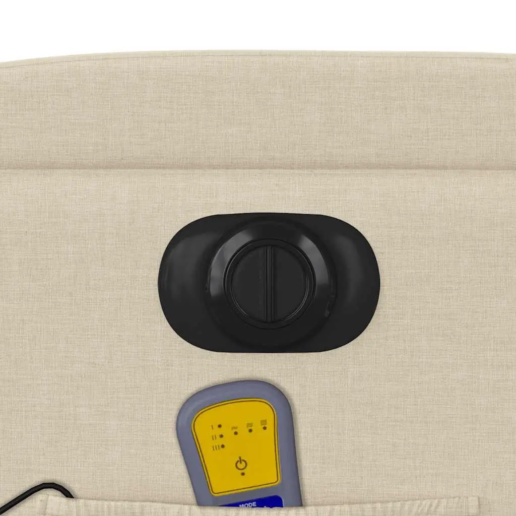 Electric Stand Up Massage Recliner Chair Cream Fabric Lift Recline Armchair
