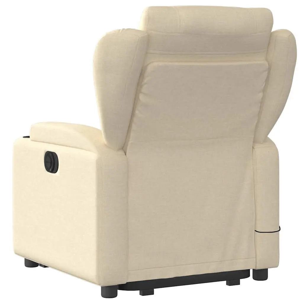 Electric Stand Up Massage Recliner Chair Cream Fabric Lift Recline Armchair