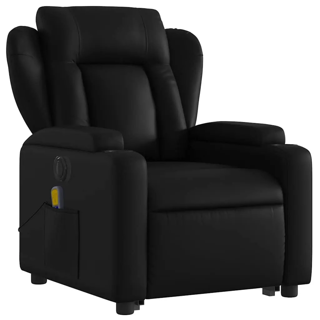 Electric Stand Up Massage Recliner Chair Black Faux Leather Lift Function
