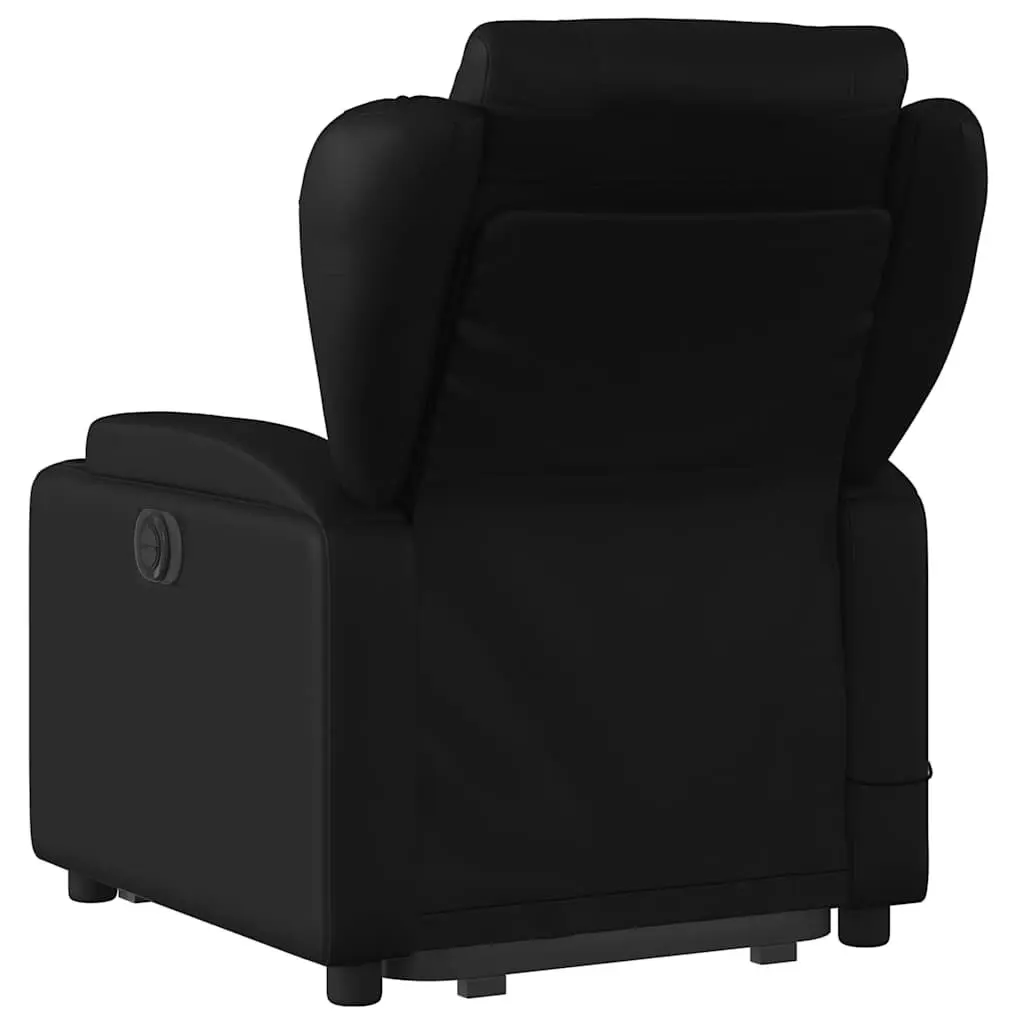 Electric Stand Up Massage Recliner Chair Black Faux Leather Lift Function