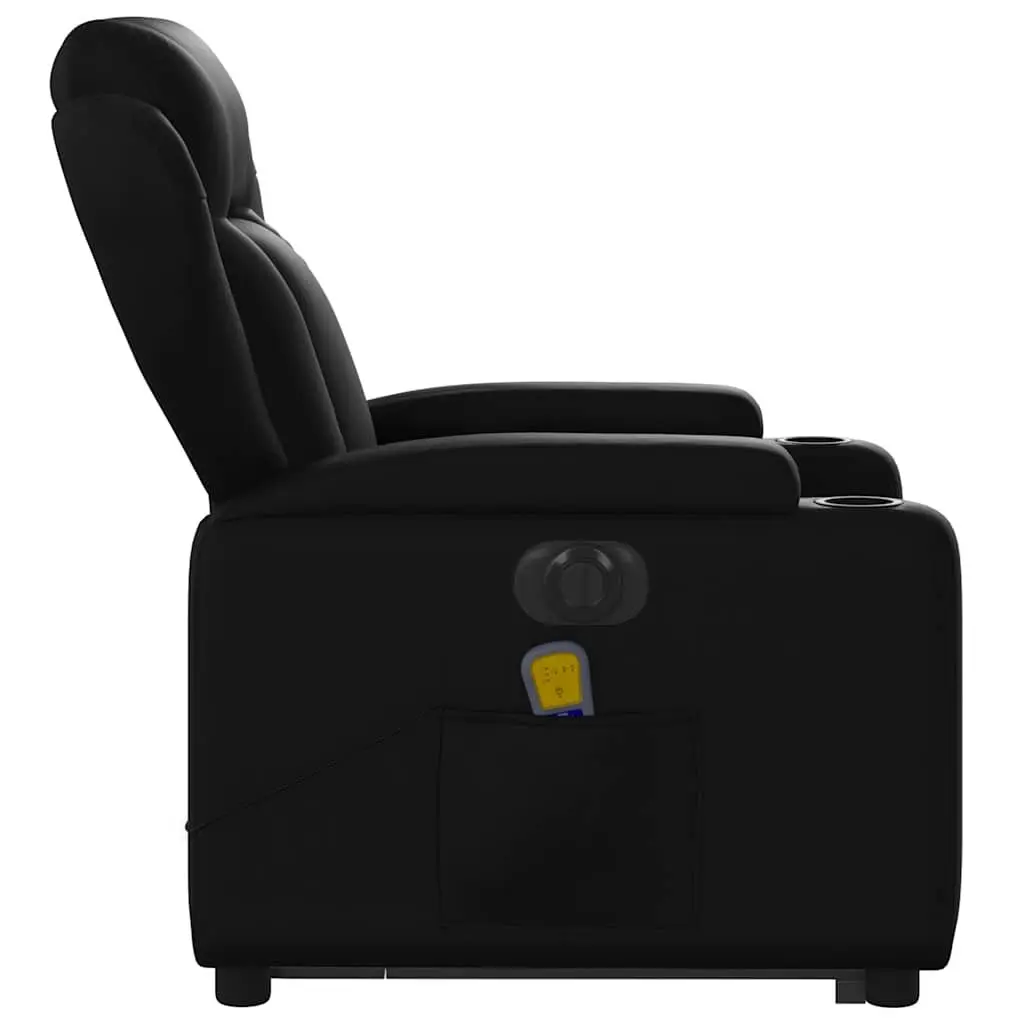 Electric Stand Up Massage Recliner Chair Black Faux Leather Lift Function