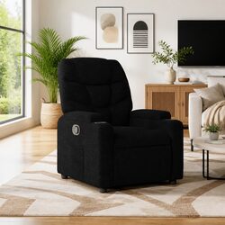 Relax in Style with Our Black Recliner Chair Featuring Cup Holders