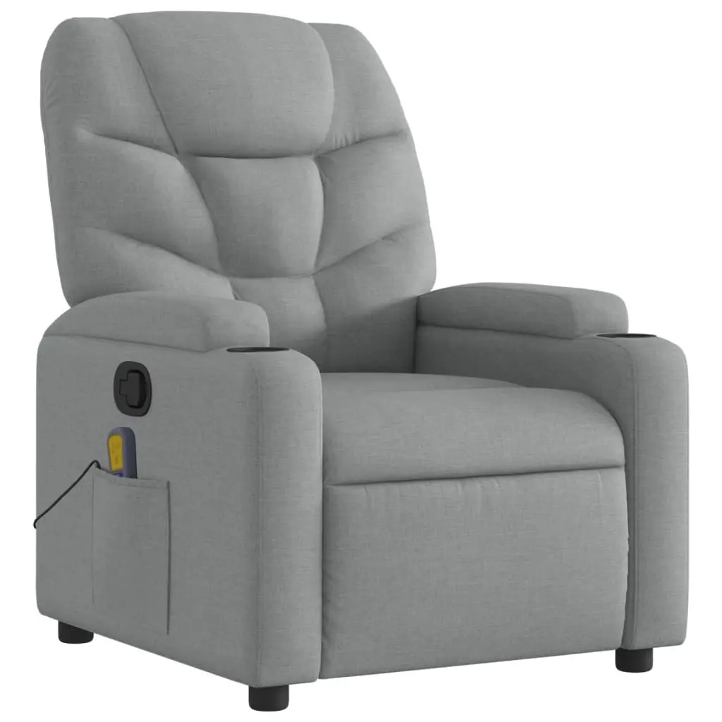 Massage Recliner Chair Manual Adjustable Footrest Grey Fabric Vibration Armchair