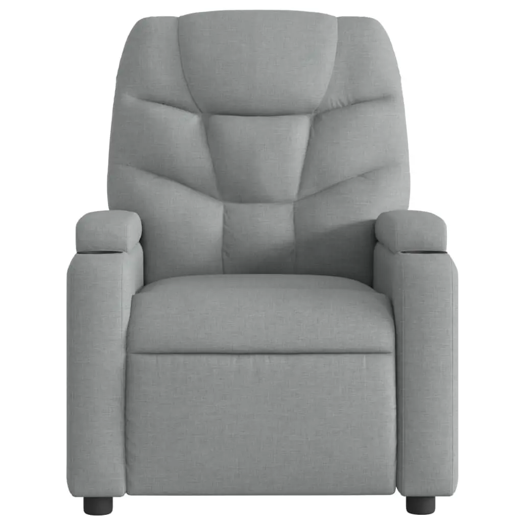 Massage Recliner Chair Manual Adjustable Footrest Grey Fabric Vibration Armchair